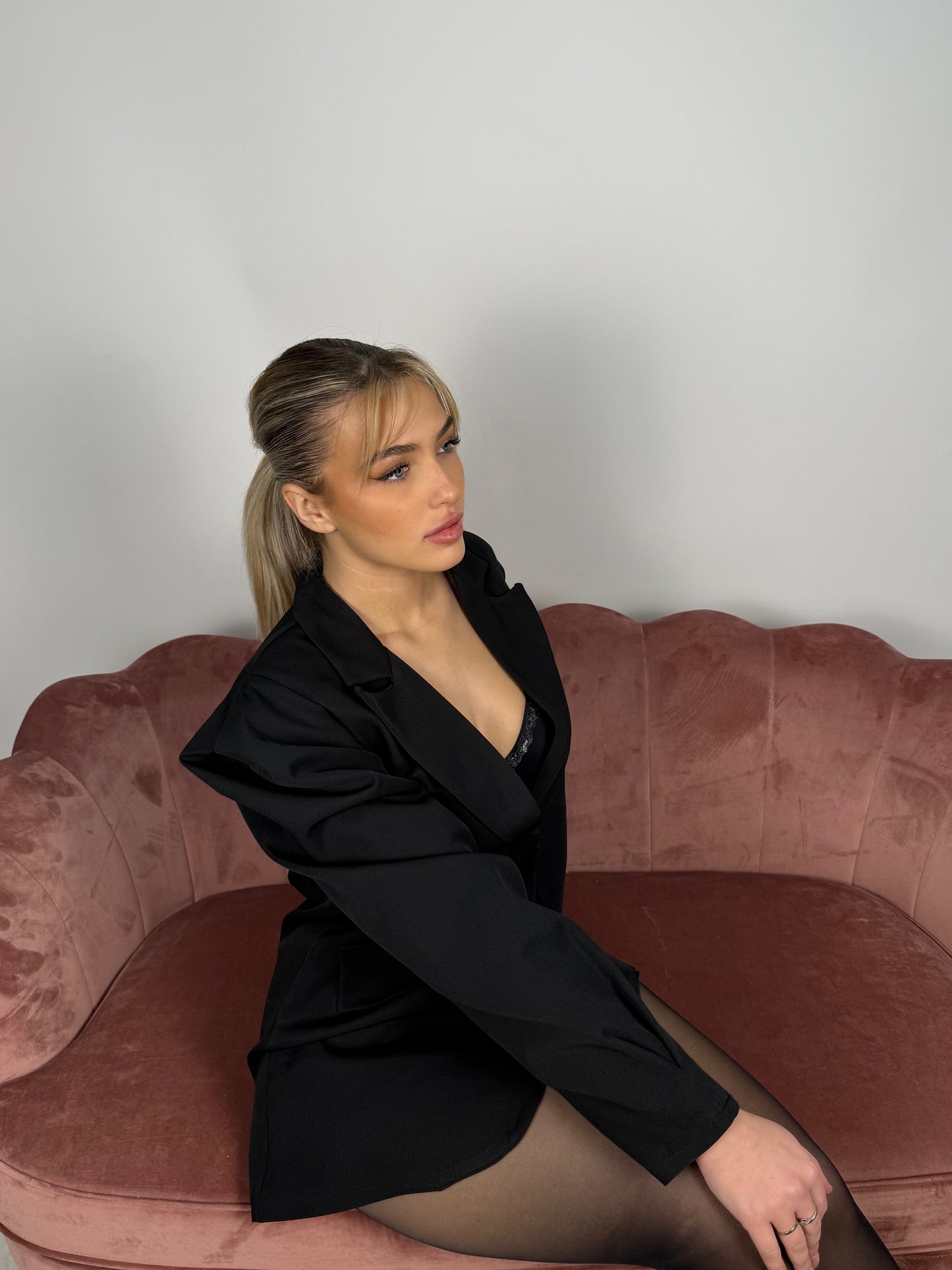blazer spalle larghe nero