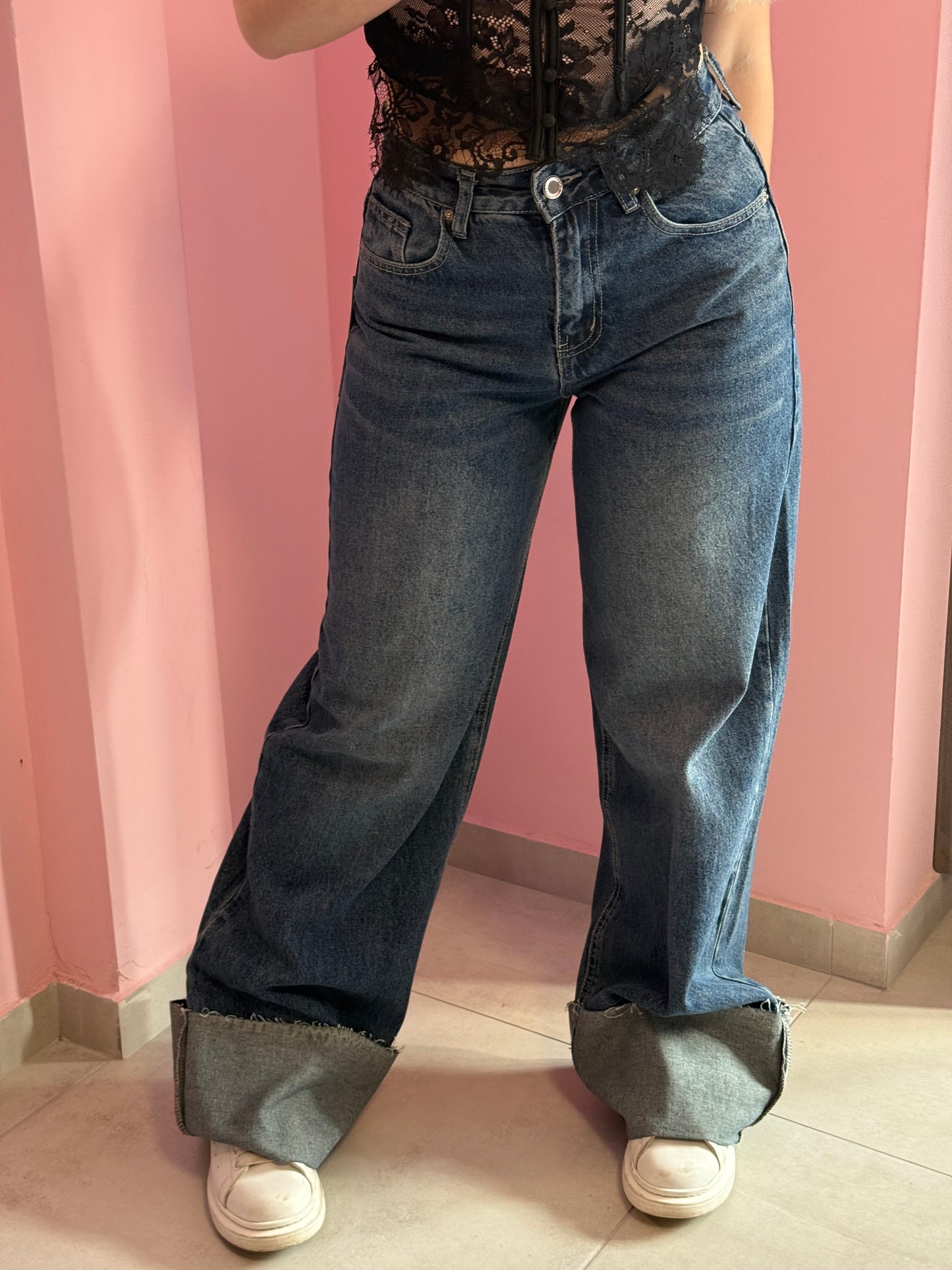 jeans con risvolto