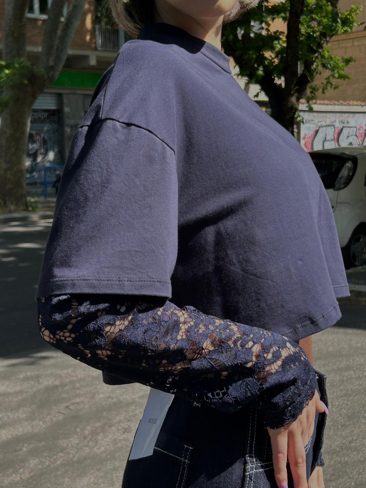 maglia maniche in pizzo