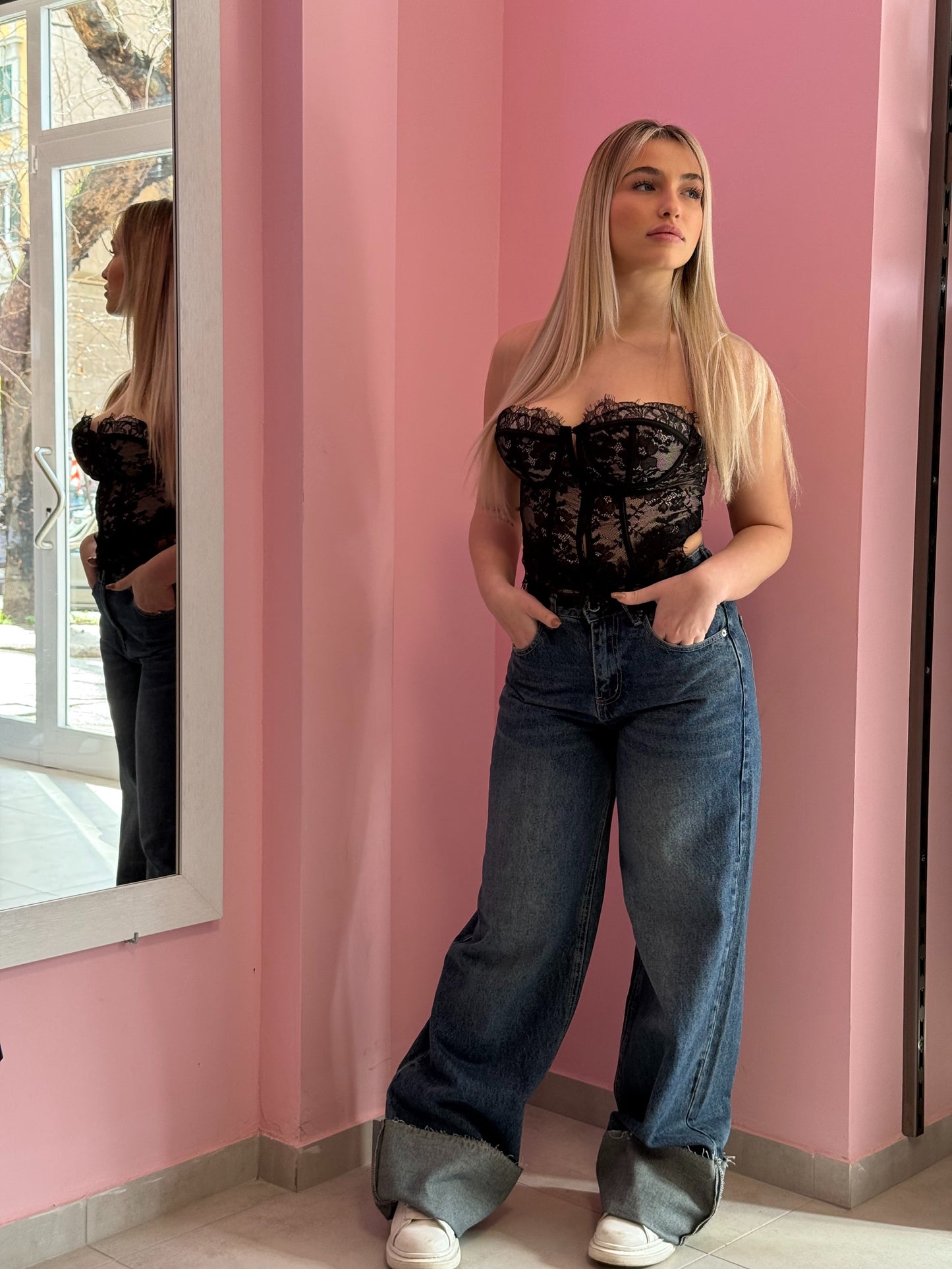 jeans con risvolto